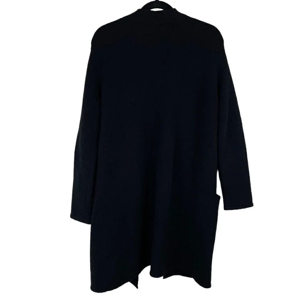 Jenni Kayne Merino Wool Blend Open Front Cardigan Sweater Coat Black Size S - Picture 7 of 8